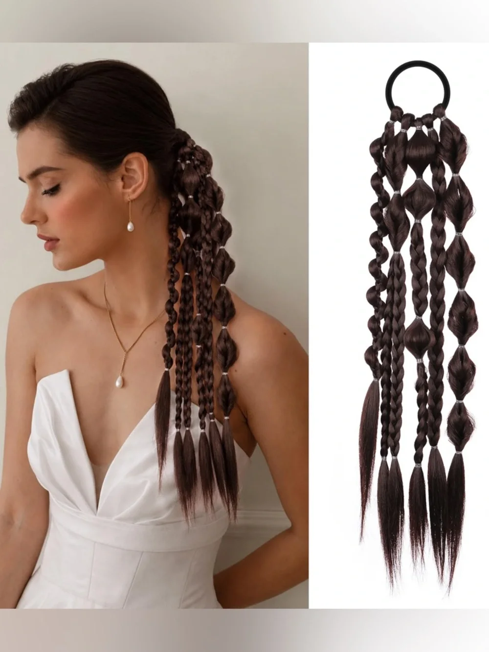 Dark Brown Braided Ponytail Extension w/Hair Tie